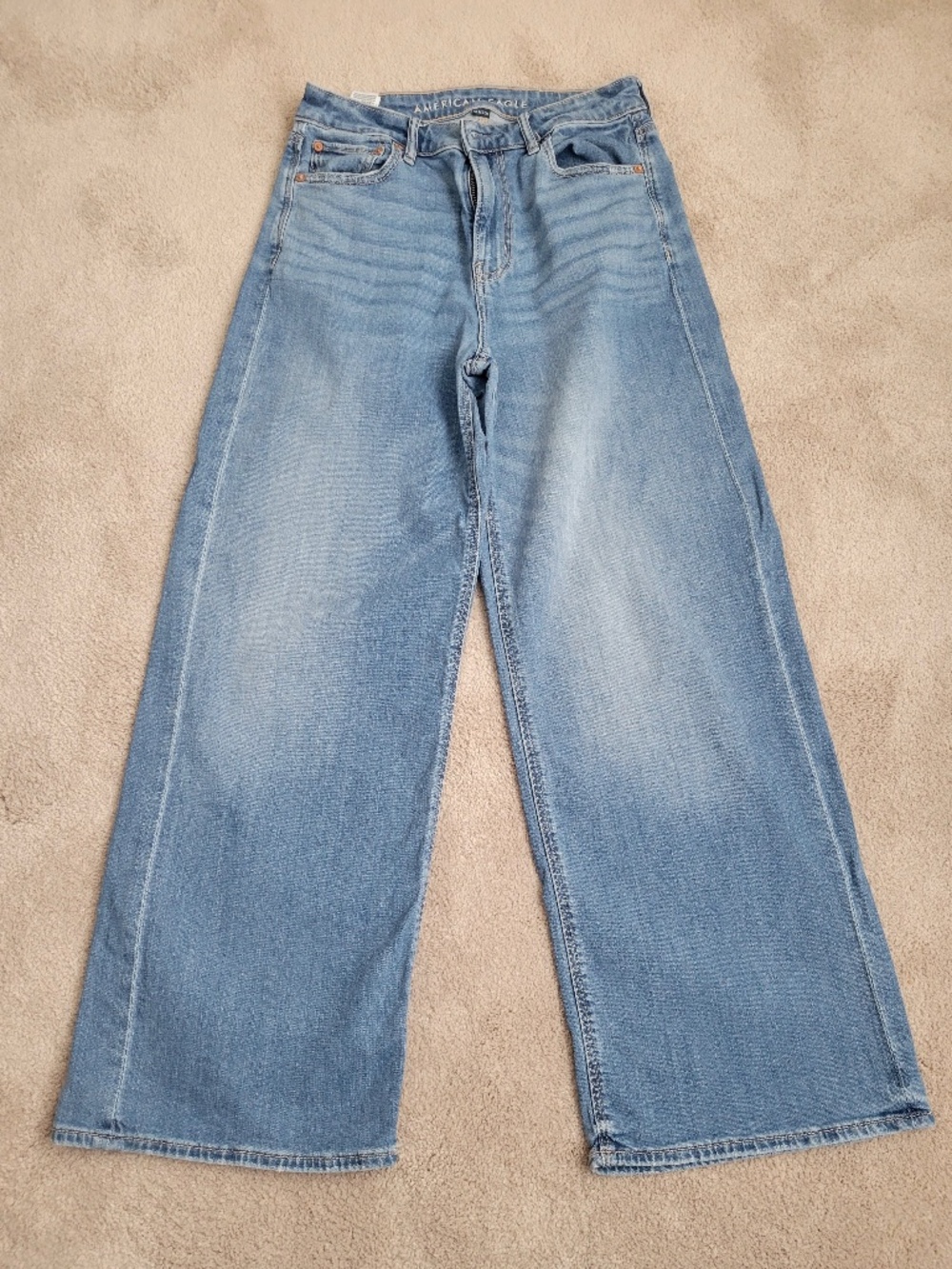 AMERICAN EAGLE Girl's Super High Rise Baggy Wide Leg Jeans Size 4 Blue